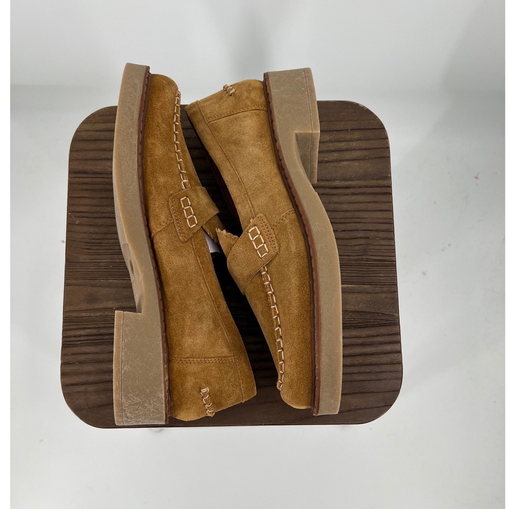 Lucky Brand Larissah Suede Loafers Cuoio Brown Whipstitch Penny Shoe NWT Size 11 - Picture 5 of 8